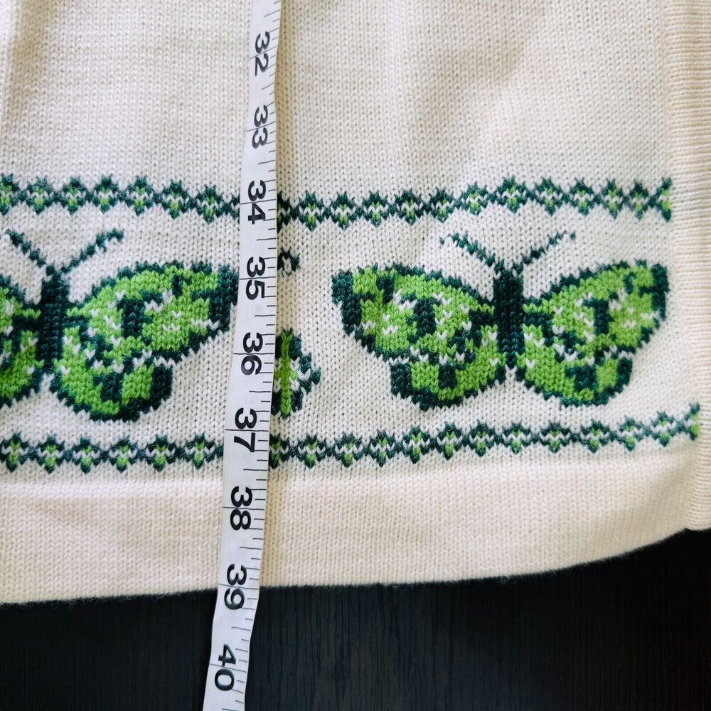 Sky Brand Cardigan Womens Small Wool Butterfly Trim Knit Belted Sweater Y2K NEW - Picture 11 of 12